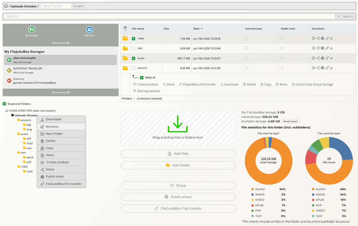 Cloud storage for labels and music teams